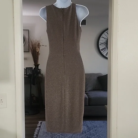 Betsy & Adam Metallic Purple Sleeveless Cocktail Midi Dress - Picture 8 of 13